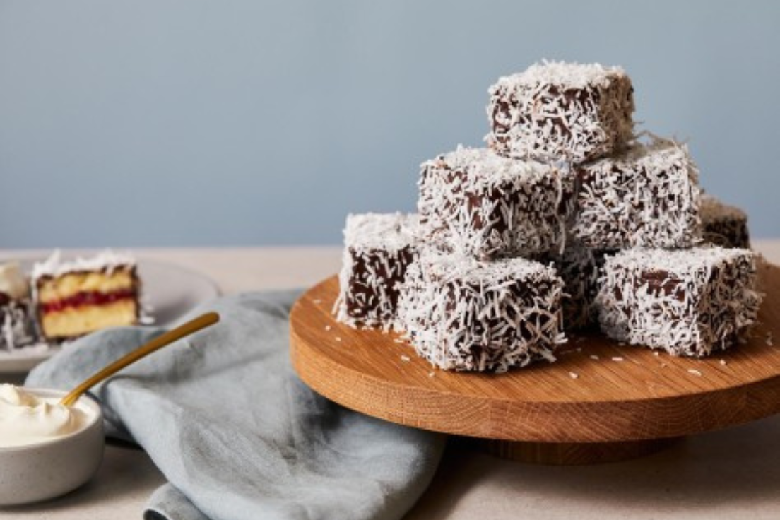 Chocolate Lamingtons with Tamarillo & Strawberry Jam